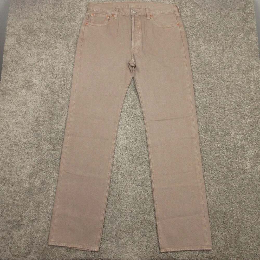 Levis Jeans Mens 34x34 Brown 501 Button Fly Original Straight Denim Pants EUC